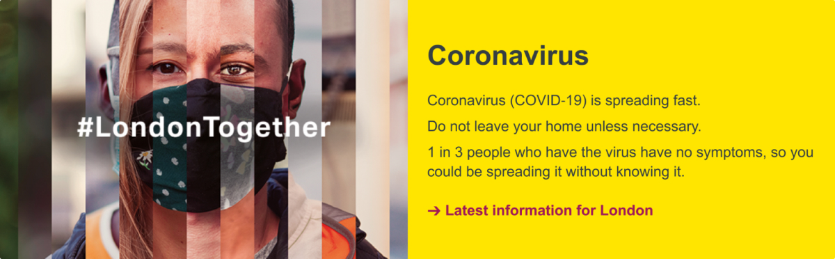 The coronavirus banner after the design review.